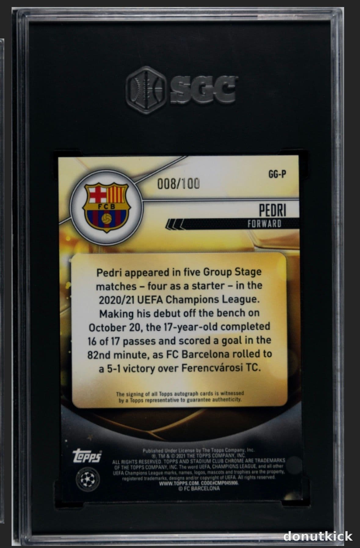 2020-21 Topps Stadium Club Chrome Glimpses of Gold Auto Pedri RC