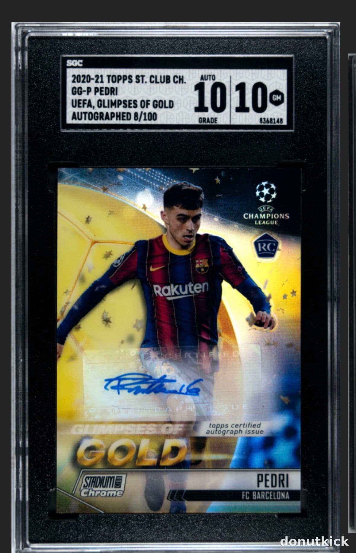 2020-21 Topps Stadium Club Chrome Glimpses of Gold Auto Pedri RC